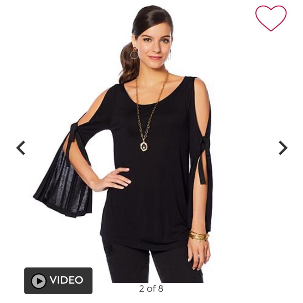 NWT DG2 Cold Shoulder Tie Sleeve Top Black Size 2X